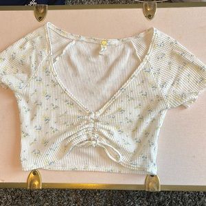 Pacsun LA Hearts white with floral pattern cinch top